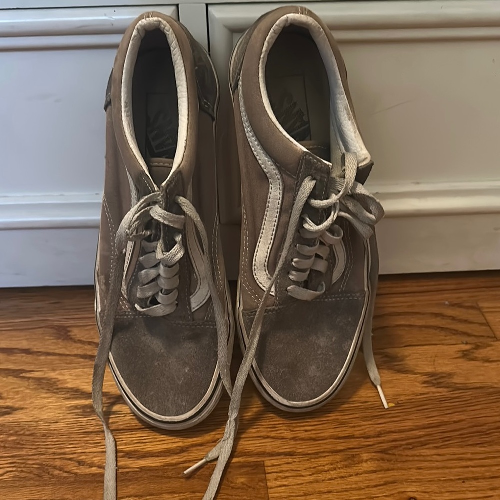 Vans Men's Taupe and White High-Top Sneakers